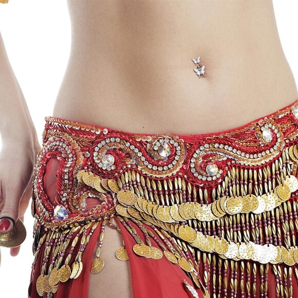 14G Belly Button Rings, Stainless Steel Diamond Belly Rings For Women, Dangle Be - Picture 5 of 7